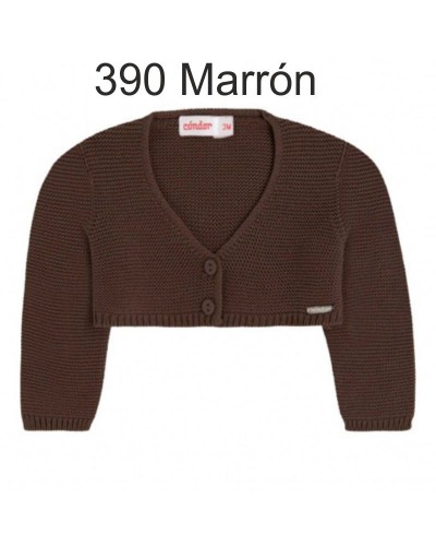 Rebeca corta algodón punto bobo Marrón