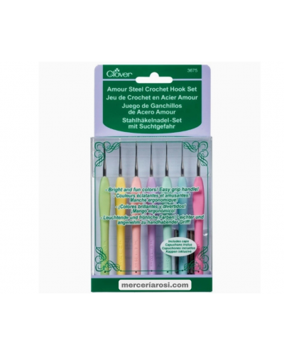Estuche 7 ganchillos Clover Amour acero