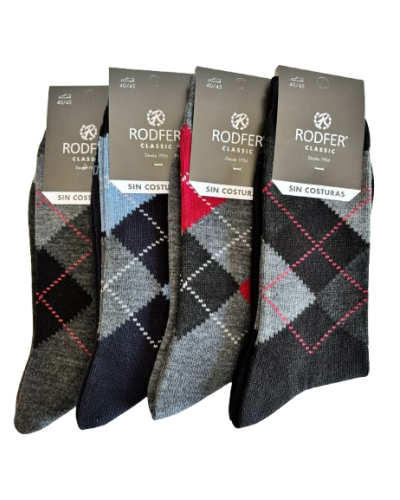 Calcetín hombre rombos orlón