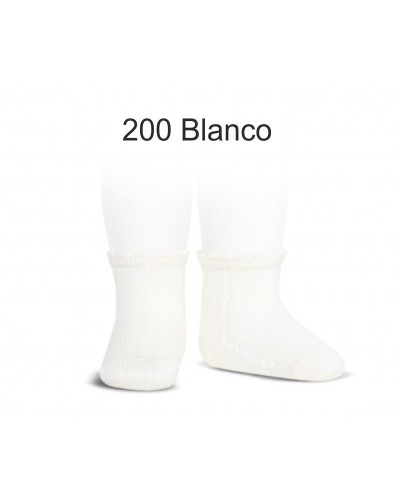 Calcetin corto perle calado lateral Blanco