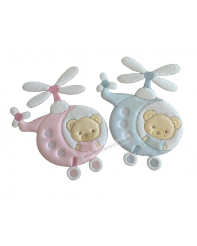 Parches termoadhesivos infantiles. Oso helicóptero