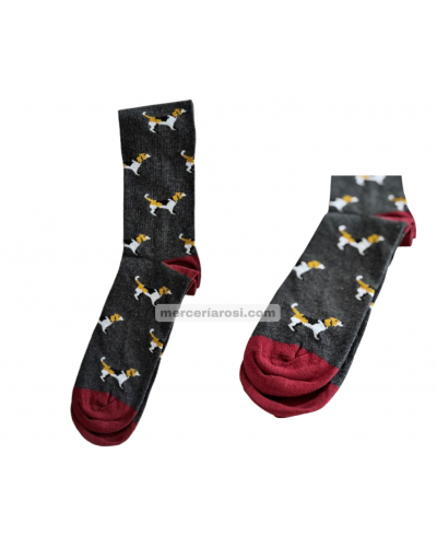 Calcetín hombre fantasía. Perro Beagle