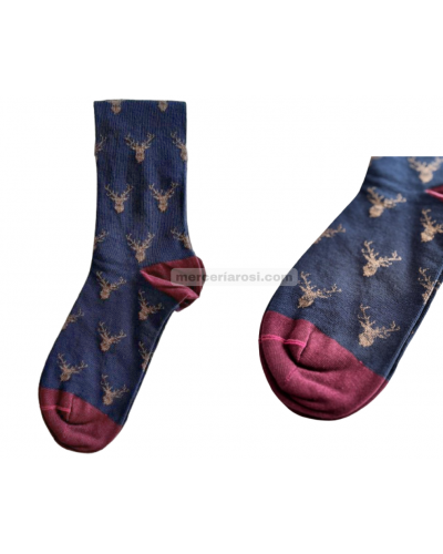 Calcetín hombre fantasía. Cabeza de ciervo