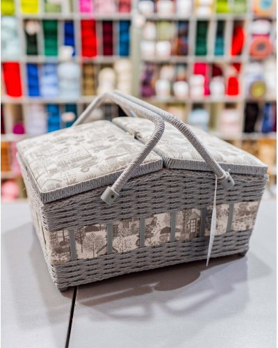 Costurero cesta gris y blanco