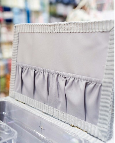 Costurero cesta gris y blanco