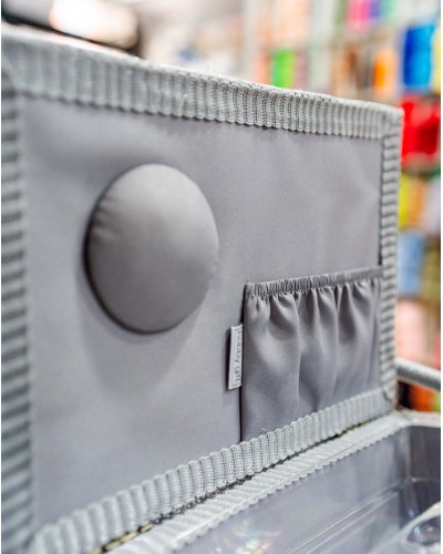 Costurero cesta gris y blanco