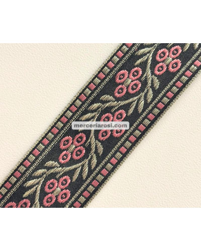 Cinta tapacosturas floral metalizada
