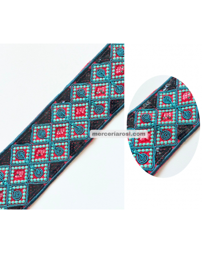 Galón bordado étnico vidrio