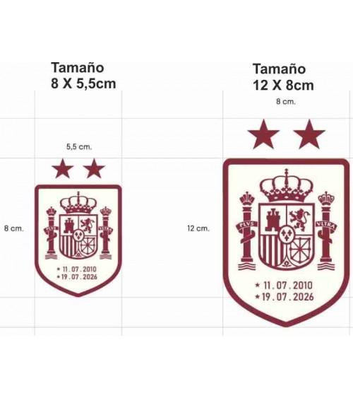 Parche escudo de España 2 estrellas en DTF