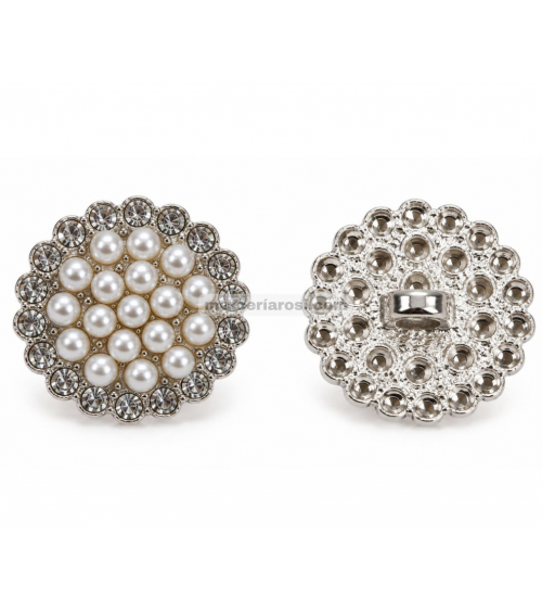 Botón perlado + strass