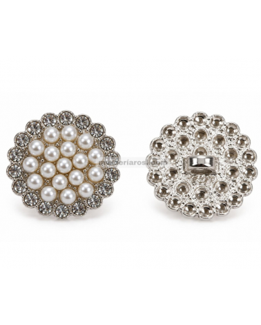 Botón perlado + strass